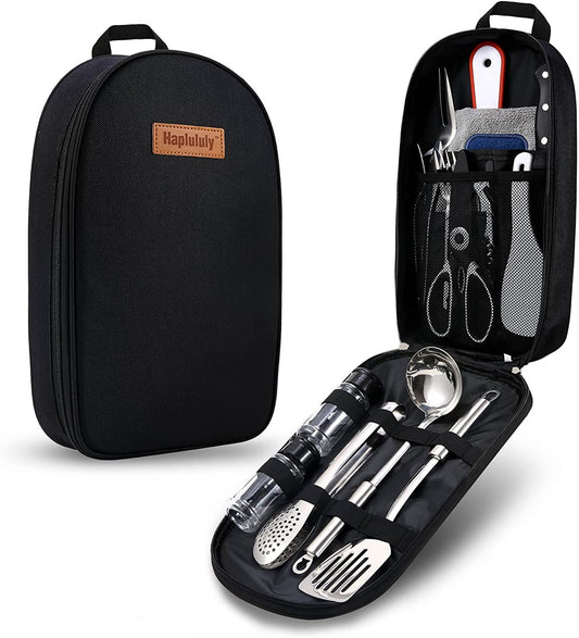 Camping Kitchen Equipment Camping Cooking Utensils Set Portable Picnic Cookware Bag Campfire Barbecue Appliances Essential Gadgets and Accessories Suitable for tent campers, outdoor picnic barbecues